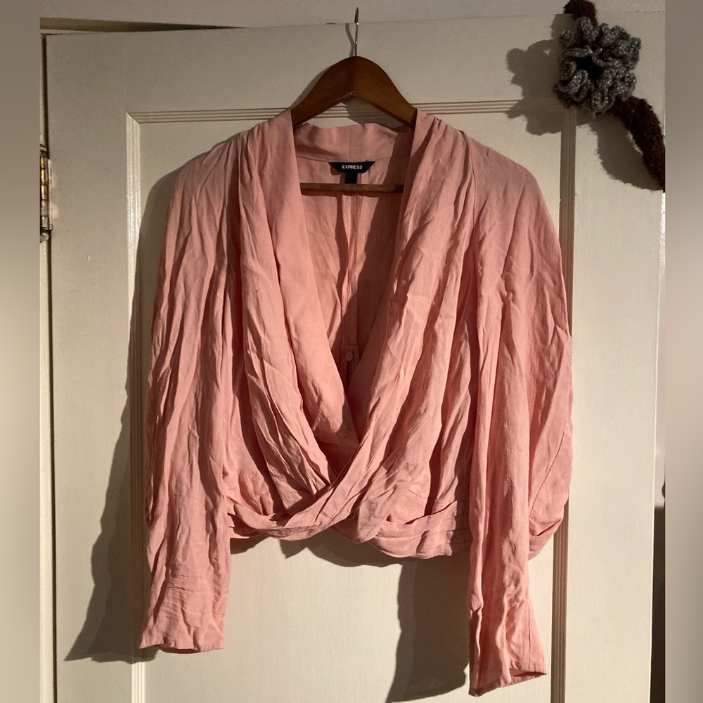 Long Sleeved Salmon Wrap Top